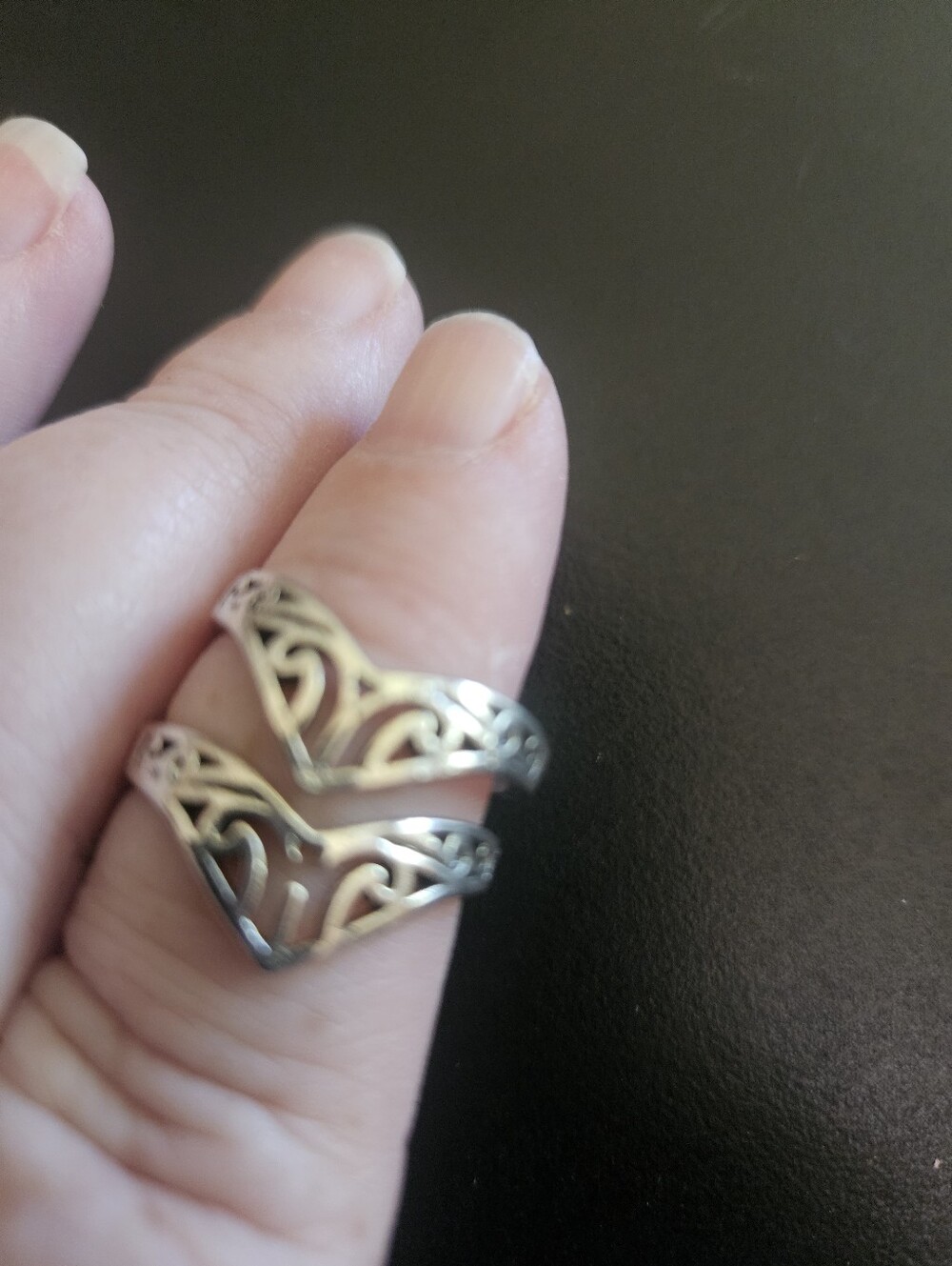 Sterling Silver Openwork Chevron Ring - Silver